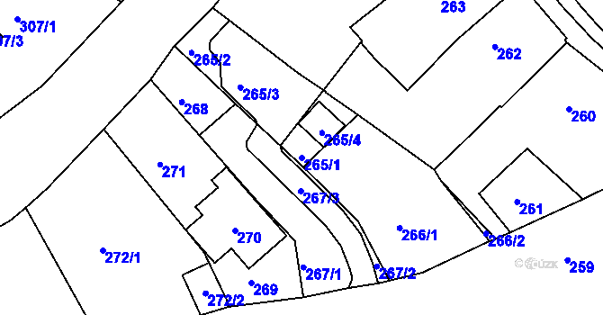 Parcela st. 265/1 v KÚ Turnov, Katastrální mapa