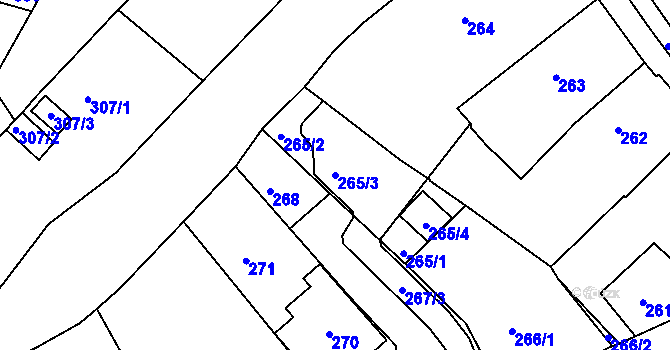 Parcela st. 265/3 v KÚ Turnov, Katastrální mapa