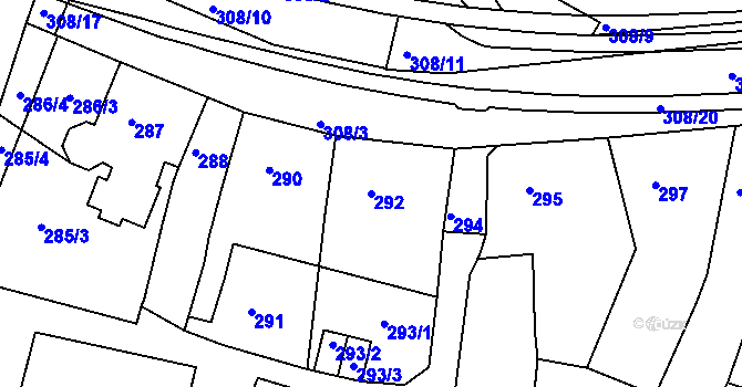 Parcela st. 292 v KÚ Turnov, Katastrální mapa