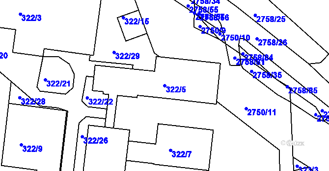 Parcela st. 322/5 v KÚ Turnov, Katastrální mapa