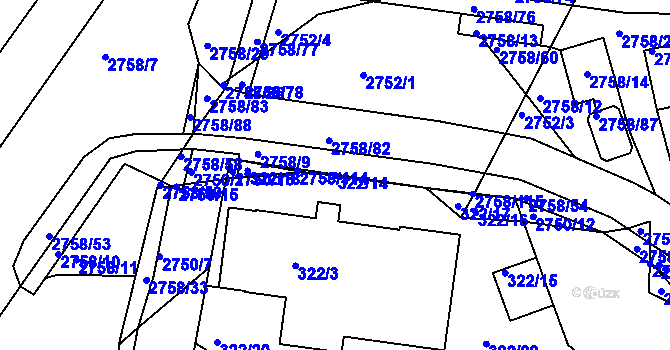 Parcela st. 322/14 v KÚ Turnov, Katastrální mapa