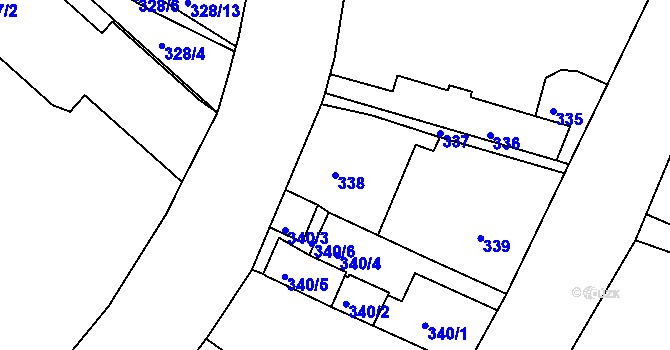 Parcela st. 338 v KÚ Turnov, Katastrální mapa
