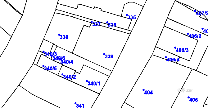 Parcela st. 339 v KÚ Turnov, Katastrální mapa