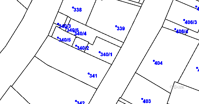 Parcela st. 340/1 v KÚ Turnov, Katastrální mapa