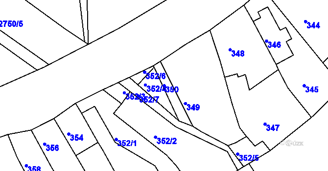 Parcela st. 350 v KÚ Turnov, Katastrální mapa