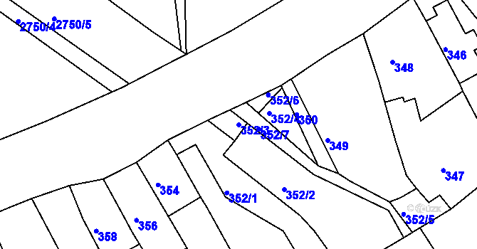Parcela st. 352/3 v KÚ Turnov, Katastrální mapa