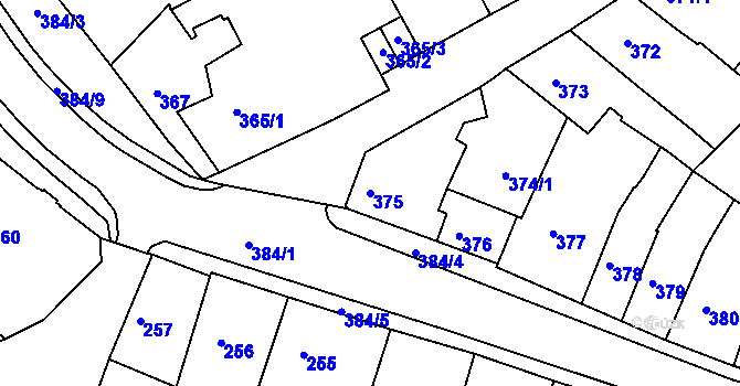 Parcela st. 375 v KÚ Turnov, Katastrální mapa