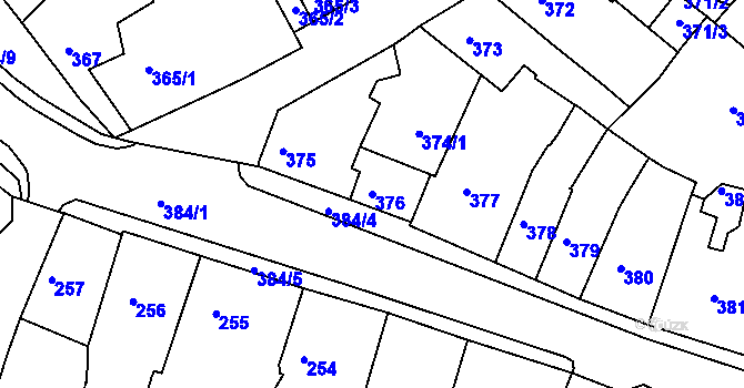 Parcela st. 376 v KÚ Turnov, Katastrální mapa