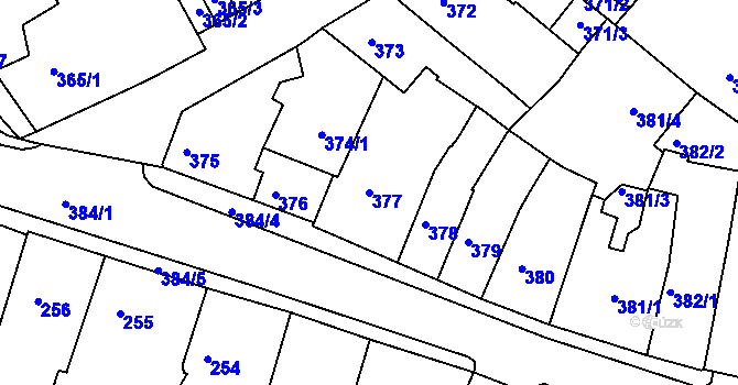 Parcela st. 377 v KÚ Turnov, Katastrální mapa