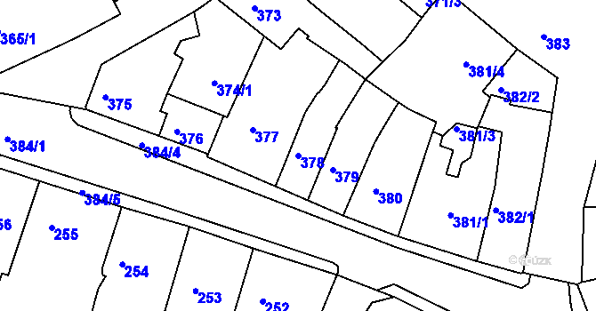 Parcela st. 378 v KÚ Turnov, Katastrální mapa