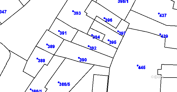 Parcela st. 392 v KÚ Turnov, Katastrální mapa