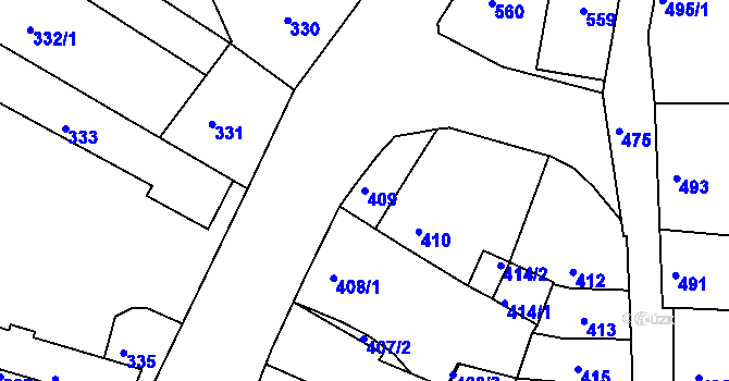 Parcela st. 409 v KÚ Turnov, Katastrální mapa