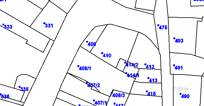 Parcela st. 410 v KÚ Turnov, Katastrální mapa