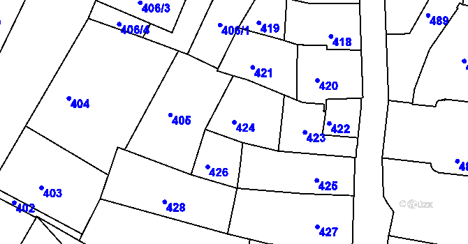 Parcela st. 424 v KÚ Turnov, Katastrální mapa