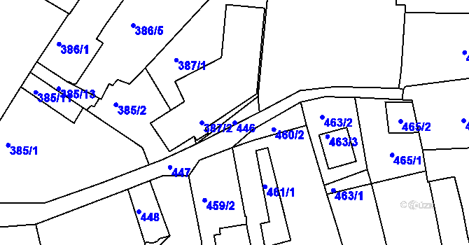 Parcela st. 446 v KÚ Turnov, Katastrální mapa