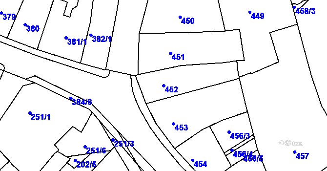 Parcela st. 452 v KÚ Turnov, Katastrální mapa