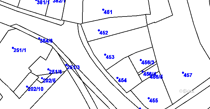 Parcela st. 453 v KÚ Turnov, Katastrální mapa