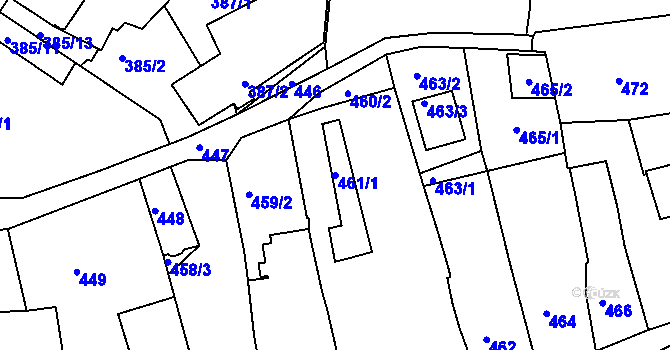 Parcela st. 461/1 v KÚ Turnov, Katastrální mapa