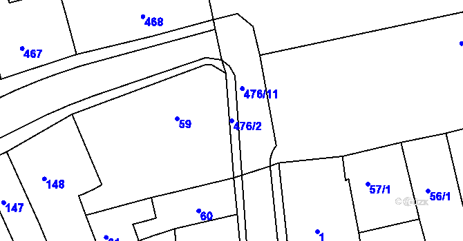Parcela st. 476/2 v KÚ Turnov, Katastrální mapa