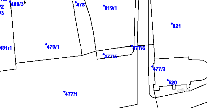 Parcela st. 477/5 v KÚ Turnov, Katastrální mapa