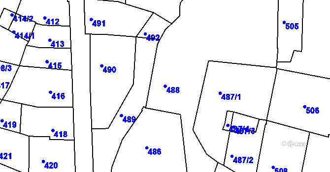 Parcela st. 488 v KÚ Turnov, Katastrální mapa