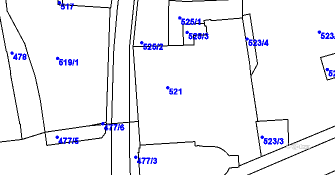 Parcela st. 521 v KÚ Turnov, Katastrální mapa