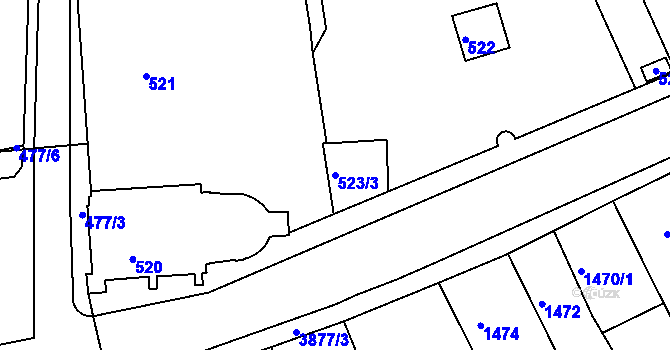 Parcela st. 523/3 v KÚ Turnov, Katastrální mapa