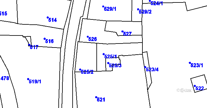 Parcela st. 525/1 v KÚ Turnov, Katastrální mapa
