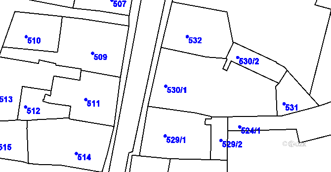 Parcela st. 530/1 v KÚ Turnov, Katastrální mapa