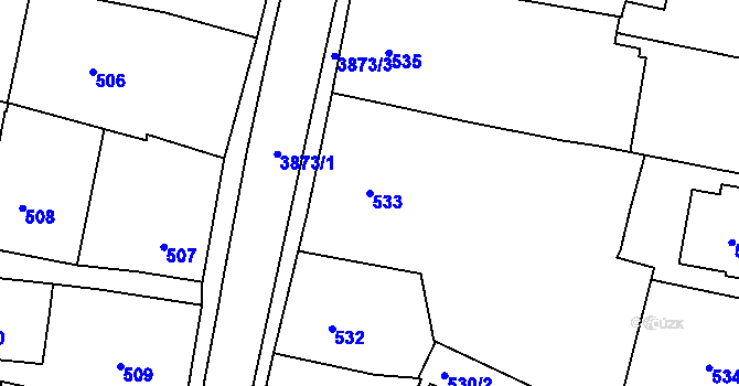 Parcela st. 533 v KÚ Turnov, Katastrální mapa