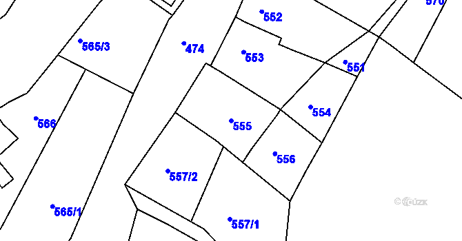 Parcela st. 555 v KÚ Turnov, Katastrální mapa