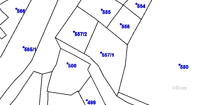 Parcela st. 557/1 v KÚ Turnov, Katastrální mapa