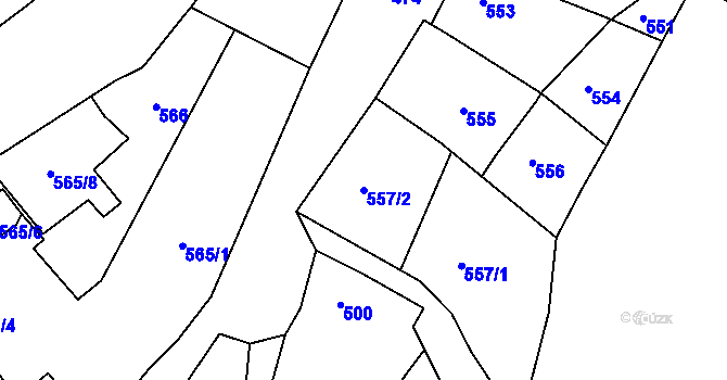 Parcela st. 557/2 v KÚ Turnov, Katastrální mapa