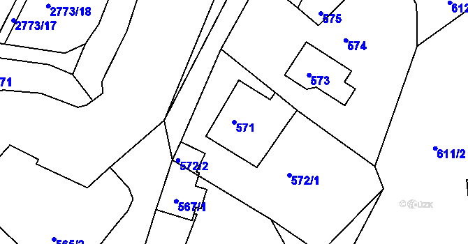 Parcela st. 571 v KÚ Turnov, Katastrální mapa