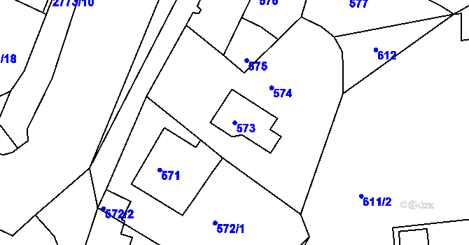 Parcela st. 573 v KÚ Turnov, Katastrální mapa