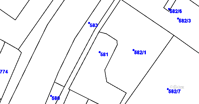 Parcela st. 581 v KÚ Turnov, Katastrální mapa