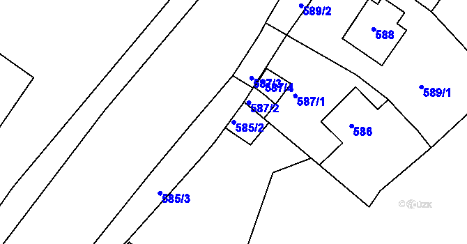 Parcela st. 585/2 v KÚ Turnov, Katastrální mapa