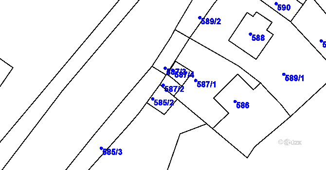 Parcela st. 587/2 v KÚ Turnov, Katastrální mapa