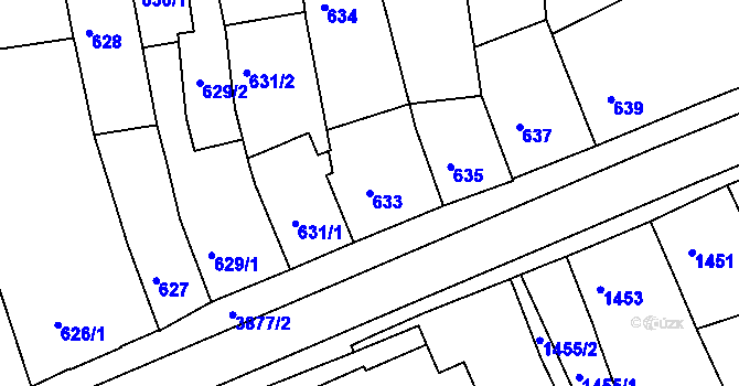 Parcela st. 633 v KÚ Turnov, Katastrální mapa
