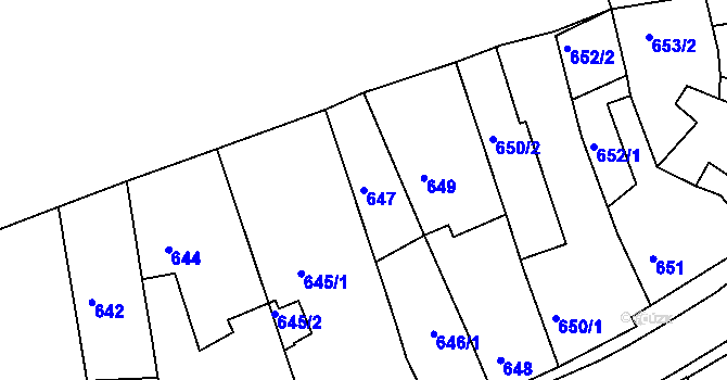 Parcela st. 647 v KÚ Turnov, Katastrální mapa