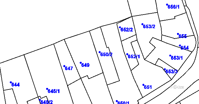 Parcela st. 650/2 v KÚ Turnov, Katastrální mapa