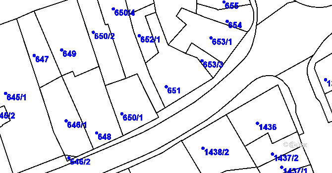 Parcela st. 651 v KÚ Turnov, Katastrální mapa