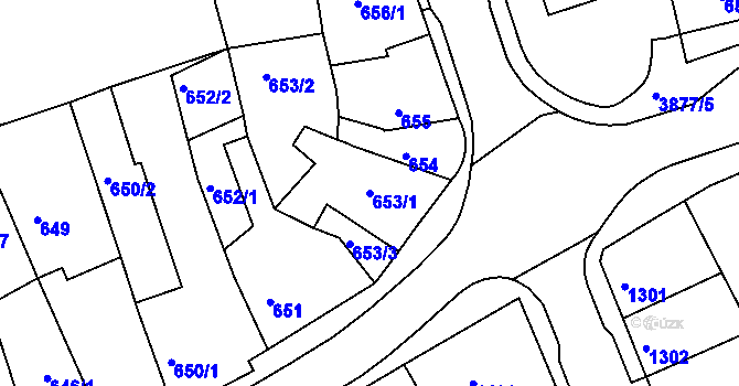 Parcela st. 653/1 v KÚ Turnov, Katastrální mapa