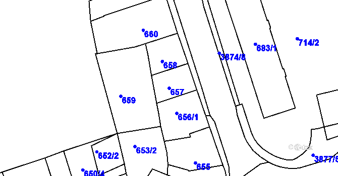 Parcela st. 657 v KÚ Turnov, Katastrální mapa