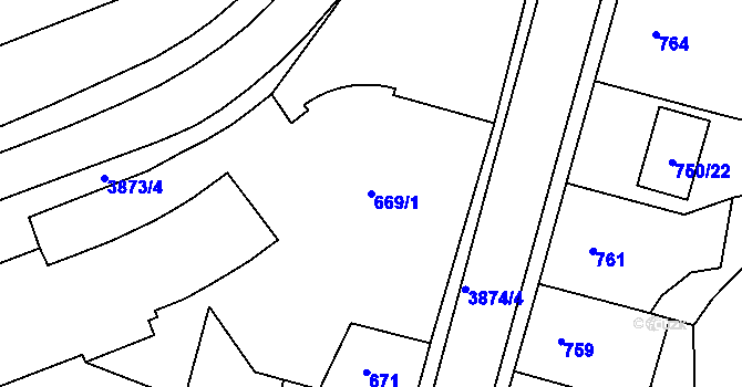 Parcela st. 669/1 v KÚ Turnov, Katastrální mapa