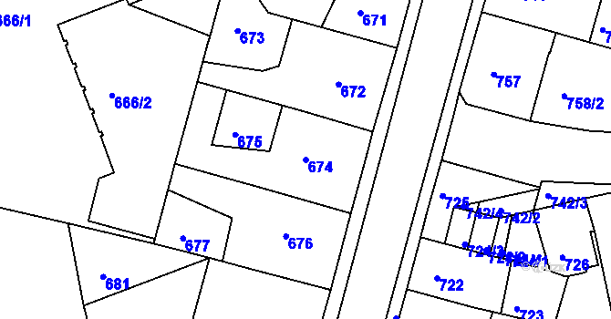 Parcela st. 674 v KÚ Turnov, Katastrální mapa