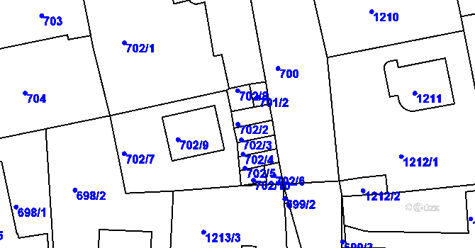 Parcela st. 702/2 v KÚ Turnov, Katastrální mapa