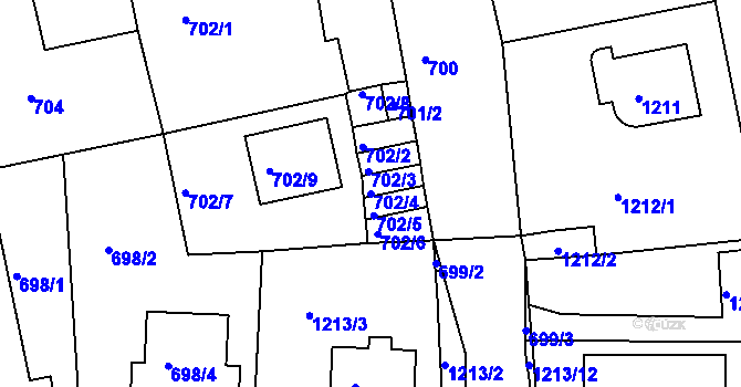 Parcela st. 702/4 v KÚ Turnov, Katastrální mapa