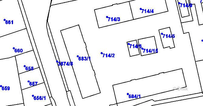 Parcela st. 714/2 v KÚ Turnov, Katastrální mapa