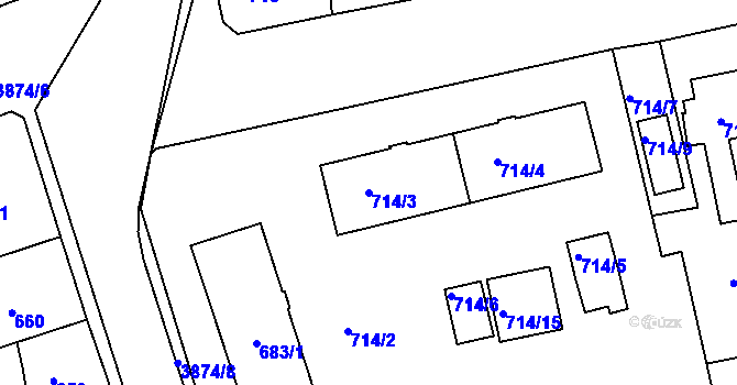 Parcela st. 714/3 v KÚ Turnov, Katastrální mapa